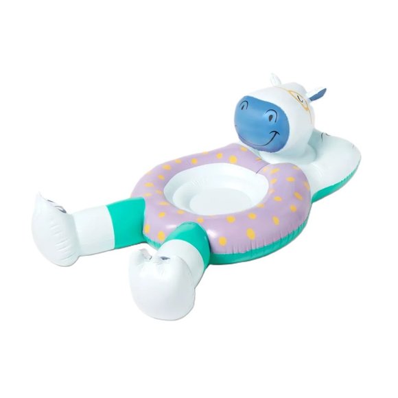 Sun Squad Giant Chilaxing Hippo Pool Swim Inflatable Float 6 Foot Length - Picture 2 of 7